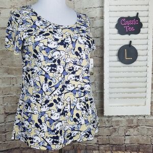 Disney Women's Vintage Mickey Mouse Tee - Blue and Cream